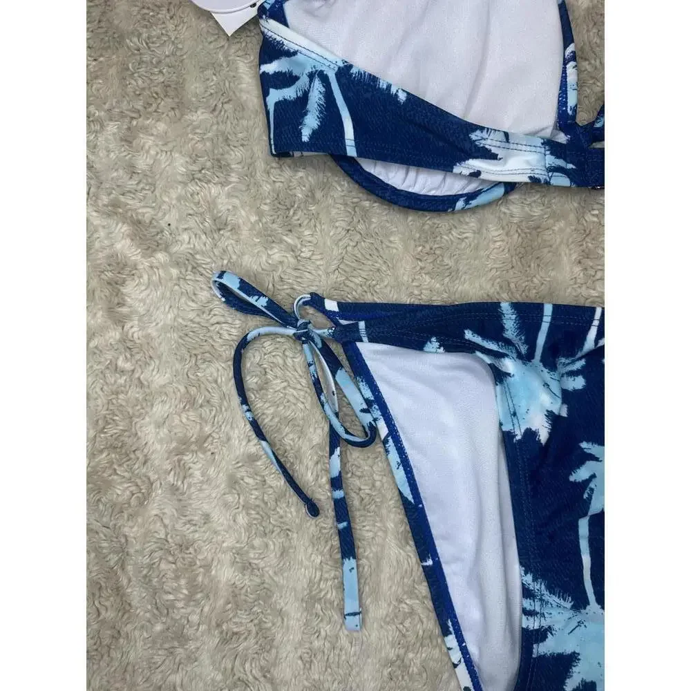Hot Water tropical underwire triangle bra and string bikini set Size L/M